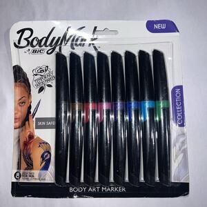 BIC BodyMark Temporary Tattoo Marker Temporary Tattoo Pen Assorted Colors, 8-Ct
